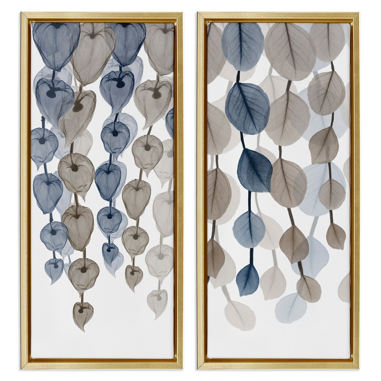Stupell Industries Neutral Opaque Cascading Leaves Framed Floater Canvas Wall Art